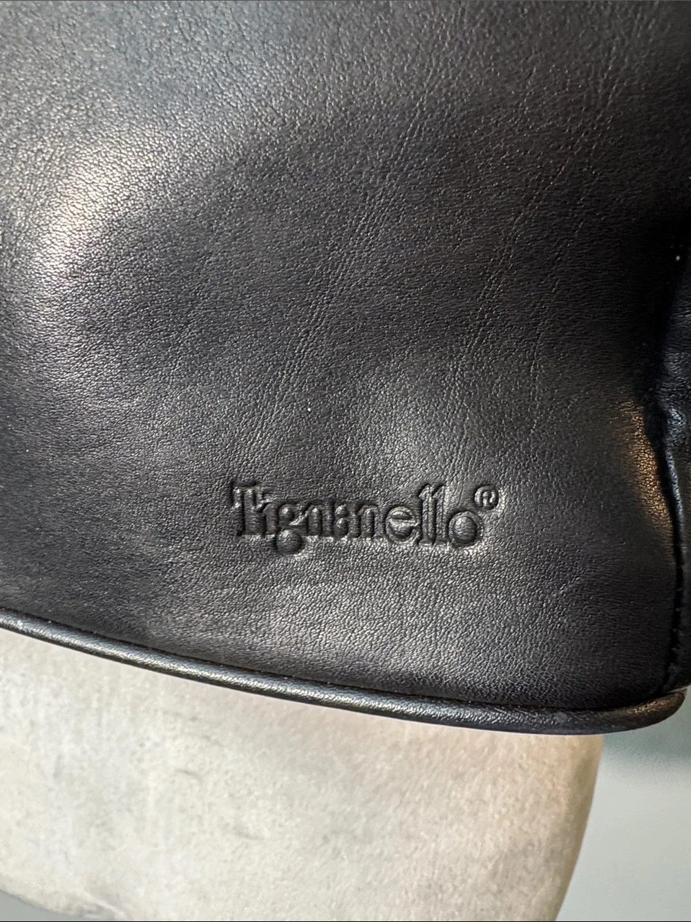 Tignanello Black Leather bohemian Backpack with Structured Flap